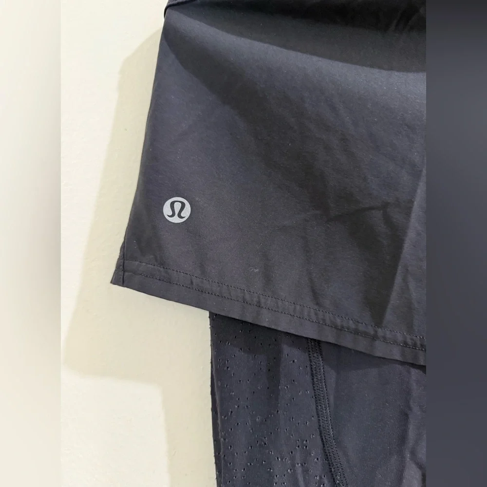lululemon athletica Black 2-in-1 Long Leggings with Shorts Overlay